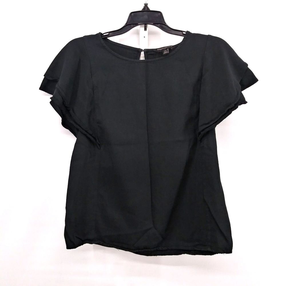 Banana Republic Top Women's Size XS Black Pullover Hook Loop Back Closure